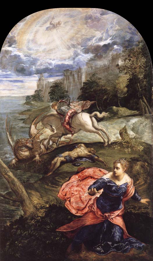 TINTORETTO, Jacopo Saint George,The Princess and the Dragon